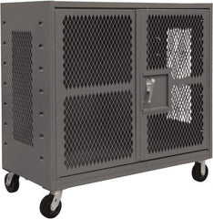 Durham - 2,000 Lb Capacity, 4-Sided Steel Mesh Stock Truck - 36" Long x 72" Wide x 57-3/16" High, Phenolic Wheels - Apex Tool & Supply