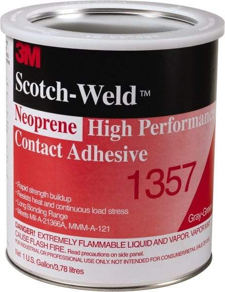 3M - 1 Gal Can Light Yellow Contact Adhesive - Series 1357, 30 min Working Time, Bonds to Polystyrene Foam Panels, Rubber, Vinyl Floor, Wall Lining & Flooring - Apex Tool & Supply