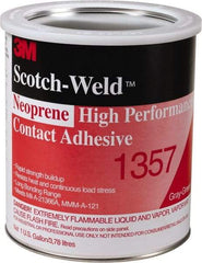3M - 1 Gal Can Light Yellow Contact Adhesive - Series 1357, 30 min Working Time, Bonds to Polystyrene Foam Panels, Rubber, Vinyl Floor, Wall Lining & Flooring - Apex Tool & Supply