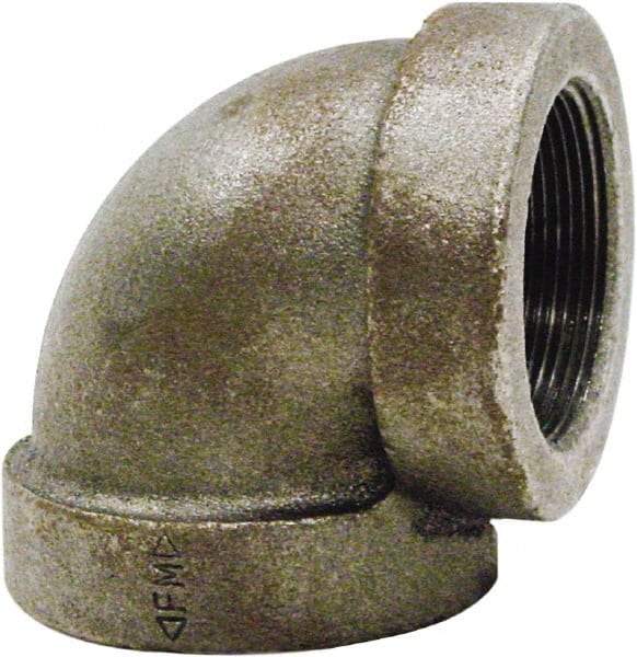 Made in USA - Size 1-1/4", Class 125, Cast Iron Black Pipe 90° Elbow - 175 psi, FPT End Connection - Apex Tool & Supply