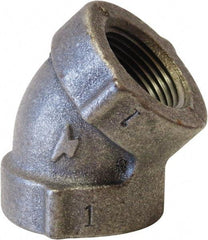 Made in USA - Size 3/4", Class 125, Cast Iron Black Pipe 45° Elbow - 175 psi, FPT End Connection - Apex Tool & Supply