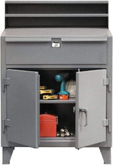 Strong Hold - 1 Drawer Shop Desk - 36 Inch Wide x 28 Inch Deep x 54 Inch High, Dark Gray - Apex Tool & Supply