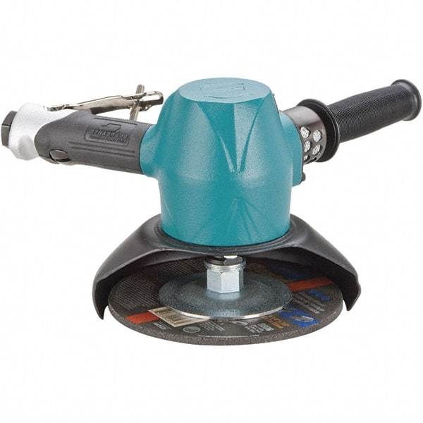 Dynabrade - 7" Wheel Diam, 6,000 RPM, Pneumatic Angle & Disc Grinder - 5/8-11 Spindle, 89 CFM, Rear Exhaust - Apex Tool & Supply