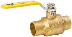 Value Collection - 1/2" Pipe, Full Port, Brass Side Drain Ball Valve - Inline - Two Way Flow, C x C Ends, Lever Handle, 500 WOG, 150 WSP - Apex Tool & Supply