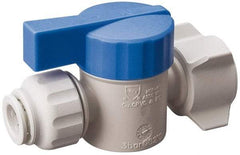 Value Collection - 1/4 x 1/2" Pipe, Full Port, Polysulfone Standard Ball Valve - Inline - Two Way Flow, Push Fit Ends, Lever Handle, 250 WOG, 200 WSP - Apex Tool & Supply