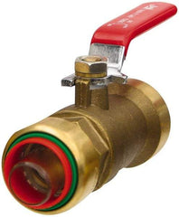 Value Collection - 3/4" Pipe, Full Port, Brass Standard Ball Valve - Inline - Two Way Flow, Push Fit Ends, Lever Handle, 200 WOG, 150 WSP - Apex Tool & Supply