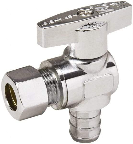 Value Collection - PEX 1/2 Inlet, 125 Max psi, Chrome Finish, Brass Water Supply Stop Valve - 3/8 Compression Outlet, Angle, Chrome Handle, For Use with Any Water Supply Shut Off Application - Apex Tool & Supply
