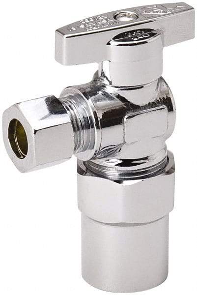 Value Collection - CPVC 1/2 Inlet, 125 Max psi, Chrome Finish, Brass Water Supply Stop Valve - 3/8 Compression Outlet, Angle, Chrome Handle, For Use with Any Water Supply Shut Off Application - Apex Tool & Supply