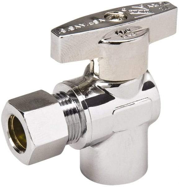 Value Collection - Sweat 1/2 Inlet, 125 Max psi, Chrome Finish, Brass Water Supply Stop Valve - 3/8 Compression Outlet, Angle, Chrome Handle, For Use with Any Water Supply Shut Off Application - Apex Tool & Supply