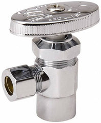 Value Collection - FIP 3/8 Inlet, 125 Max psi, Chrome Finish, Brass Water Supply Stop Valve - 3/8 Compression Outlet, Angle, Chrome Handle, For Use with Any Water Supply Shut Off Application - Apex Tool & Supply