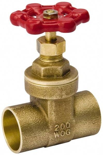 Value Collection - 3/4" Pipe, Class 150, C x C Brass Wedge Compact Gate Valve - 200 WOG, 200 WSP, Screw Over Bonnet, For Use with Water, Oil & Gas - Apex Tool & Supply