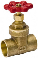 Value Collection - 3/4" Pipe, Class 150, C x C Brass Wedge Compact Gate Valve - 200 WOG, 200 WSP, Screw Over Bonnet, For Use with Water, Oil & Gas - Apex Tool & Supply