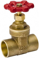 Value Collection - 1/2" Pipe, Class 150, C x C Brass Wedge Compact Gate Valve - 200 WOG, 200 WSP, Screw Over Bonnet, For Use with Water, Oil & Gas - Apex Tool & Supply