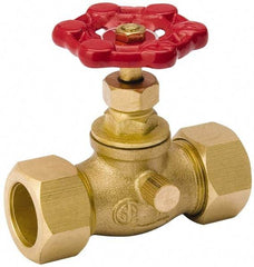 Value Collection - 3/4" Pipe, 125 psi WOG Rating, Brass Stop & Waste Valve - Lobe Type Handle, Comp End Connections, Use with Water, Oil, Air - Apex Tool & Supply