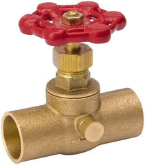 Value Collection - 3/4" Pipe, 125 psi WOG Rating, Brass Stop & Waste Valve - Lobe Type Handle, C x C End Connections, Use with Water, Oil, Air - Apex Tool & Supply