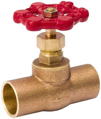 Value Collection - 3/4" Pipe, 125 psi WOG Rating, Brass, Stop Valve - Lobe Type Handle, C x C End Connections, Use with Water, Oil, Air - Apex Tool & Supply