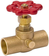 Value Collection - 3/8" Pipe, 125 psi WOG Rating, Brass Stop & Waste Valve - Lobe Type Handle, C x C End Connections, Use with Water, Oil, Air - Apex Tool & Supply