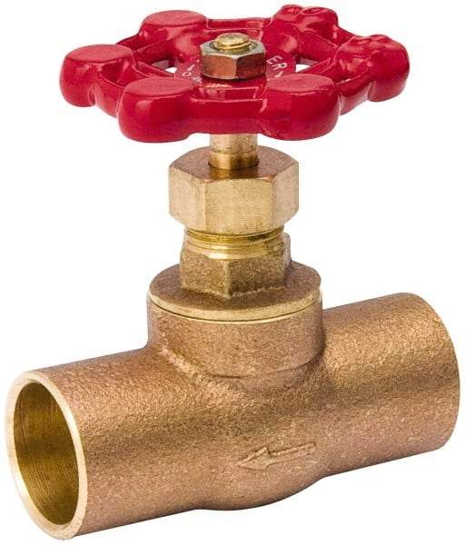 Value Collection - 1/2" Pipe, 125 psi WOG Rating, Brass, Stop Valve - Lobe Type Handle, C x C End Connections, Use with Water, Oil, Air - Apex Tool & Supply