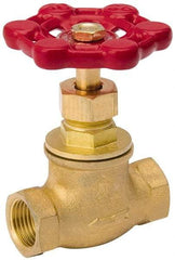 Value Collection - 1/2" Pipe, 125 psi WOG Rating, Brass, Stop Valve - Lobe Type Handle, IPS End Connections, Use with Water, Oil, Air - Apex Tool & Supply