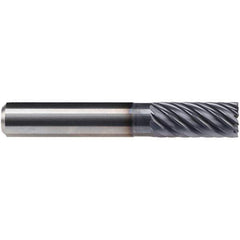 Emuge - 12mm Diam, 26mm LOC, 12 Flute Solid Carbide Roughing & Finishing End Mill - TiAlN Finish, 83mm OAL, 12mm Shank Diam, Cylindrical Shank, 40° Helix, Long Length - Apex Tool & Supply