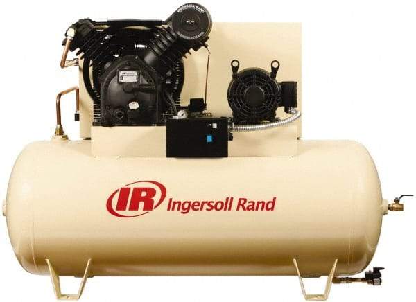 Ingersoll-Rand - 10 hp, 120 Gal Stationary Electric Horizontal Screw Air Compressor - Three Phase, 175 Max psi, 35 CFM, 460 Volt - Apex Tool & Supply