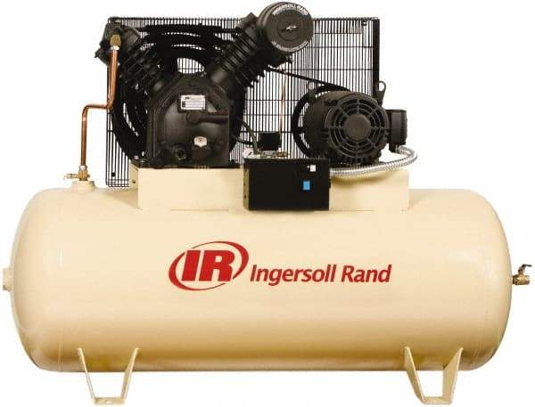 Ingersoll-Rand - 15 hp, 120 Gal Stationary Electric Horizontal Screw Air Compressor - Three Phase, 175 Max psi, 50 CFM, 460 Volt - Apex Tool & Supply