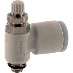 SMC PNEUMATICS - Speed & Flow Control Valves Valve Type: Flow Control Elbow Male Thread Size: 10-32 UNF - Apex Tool & Supply