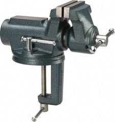 Wilton - 4" Jaw Width, 2-1/4" Opening Capacity, 2" Throat Depth, Steel Swivel Bench Vise - Clamp-On Base Attachment, 10" Long x 5.4" Wide x 10.1" High - Apex Tool & Supply
