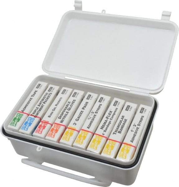 Medique - 10 & 9 Piece, 10 Person, Refill for Industrial First Aid Kit - 7-7/16" Wide x 2-3/8" Deep x 4-5/8" High, Plastic Case - Apex Tool & Supply
