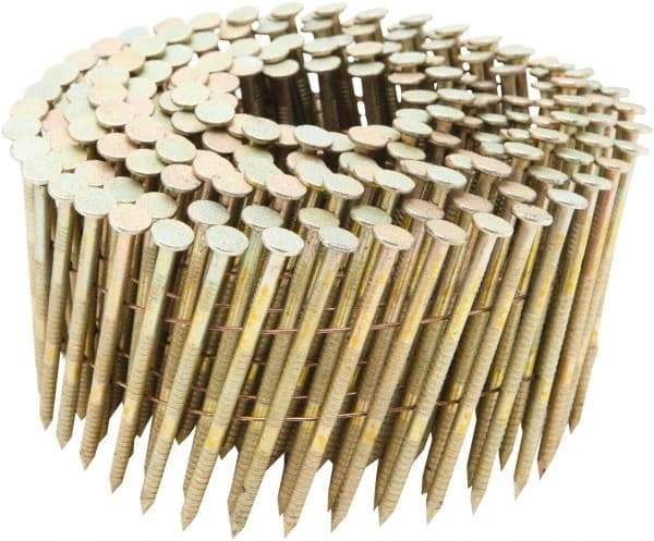 Stanley Bostitch - 12 Gauge 0.113" Shank Diam 2-3/8" Long Framing Nails for Power Nailers - Steel, Galvanized Finish, Ring Shank, Coil Wire Collation, Round Head, Chisel Point - Apex Tool & Supply