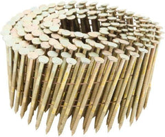 Stanley Bostitch - 12 Gauge 0.113" Shank Diam 2-3/8" Long Framing Nails for Power Nailers - Steel, Galvanized Finish, Ring Shank, Coil Wire Collation, Round Head, Chisel Point - Apex Tool & Supply