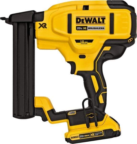 DeWALT - 1/4" Crown, 18 Gauge, 100 Staple Capacity Power Stapler - Includes Kit Bag; 20V Max Battery - Apex Tool & Supply