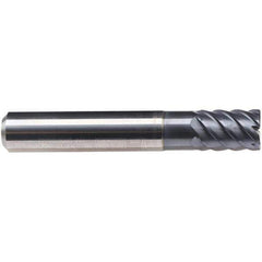 Emuge - 16mm Diam, 22mm LOC, 8 Flute Solid Carbide Roughing & Finishing End Mill - TiAlN Finish, 82mm OAL, 16mm Shank Diam, Cylindrical Shank, 50° Helix, Stub Length - Apex Tool & Supply