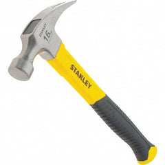 Stanley - 16 oz Head, Straight Rip Claw Hammer - 12.8" OAL, Steel Head, 1.1" Face Diam, Smooth Face, Fiberglass Handle with Grip - Apex Tool & Supply