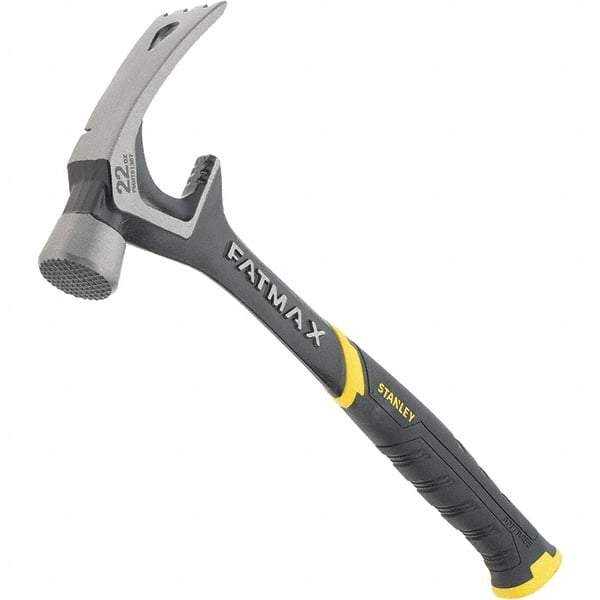 Stanley - 22 oz Head, Straight Rip Claw Hammer - 15.98" OAL, Steel Head, 1.34" Face Diam, Milled Face, Steel Handle with Grip - Apex Tool & Supply