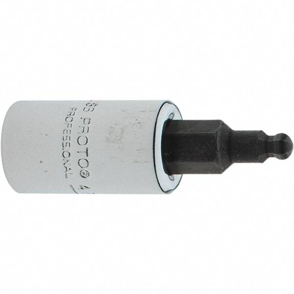 Proto - 1/4" Drive, 1/8" Hex Bit Socket - 1-1/2" OAL, 1.047" Bit Length, Ball End - Apex Tool & Supply