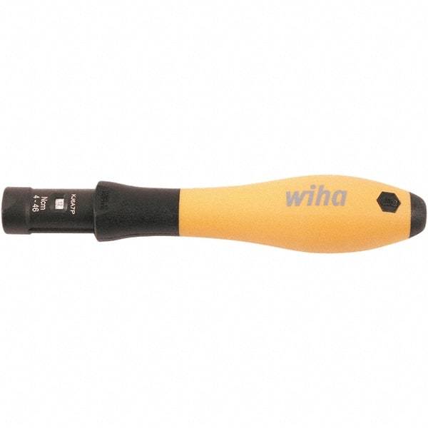 Wiha - 1 Piece, 0.04 to 0.46 N/m, Adjustable Torque Limiting Screwdriver - 4" OAL, 1/4" Drive - Apex Tool & Supply