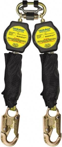 PRO-SAFE - 6' Long, 310 Lb Capacity, 2 Leg Locking Swivel Snap Hook Harness Fall Limiter - Polyethylene & Polyester, Self-Locking Carabiner Anchorage Connection - Apex Tool & Supply
