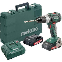 Metabo - 18 Volt 1/16 to 1/2" Keyless Chuck Cordless Hammer Drill - 31950 BPM, 600 to 2,100 RPM, Reversible, Pistol Grip Handle - Apex Tool & Supply