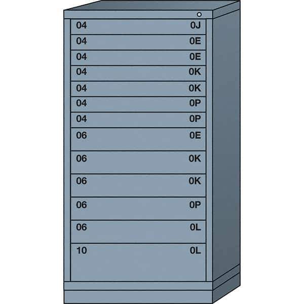 Lyon - 13 Drawer, Standard Eye-Level - Single Drawer Access Cabinet - Steel, 30" Wide x 28-1/4" Deep x 59-1/4" High, Dove Gray - Apex Tool & Supply