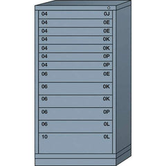 Lyon - 13 Drawer, Standard Eye-Level - Single Drawer Access Cabinet - Steel, 30" Wide x 28-1/4" Deep x 59-1/4" High, Dove Gray - Apex Tool & Supply
