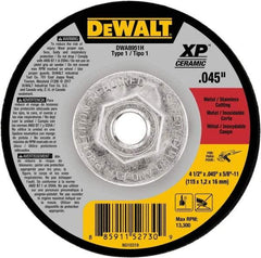 DeWALT - 4-1/2" Ceramic Cutoff Wheel - 0.045" Thick, 5/8-11 Arbor, 13,300 Max RPM, Use with Angle Grinders - Apex Tool & Supply