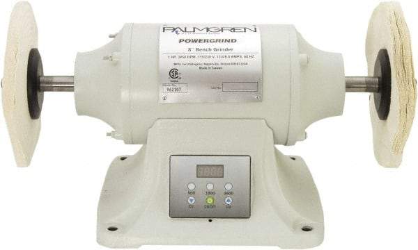 Palmgren - 8" Wheel Diam x 1" Wheel Width, 1 hp Buffer - 5/8" Arbor Hole Diam, 1 Phase, 3,600 Max RPM, 115/240 Volts - Apex Tool & Supply
