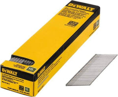 DeWALT - 15 Gauge 1-1/2" Long Finishing Nails for Power Nailers - Steel, Bright Finish, Smooth Shank, Angled Stick Collation, Round Head, Chisel Point - Apex Tool & Supply