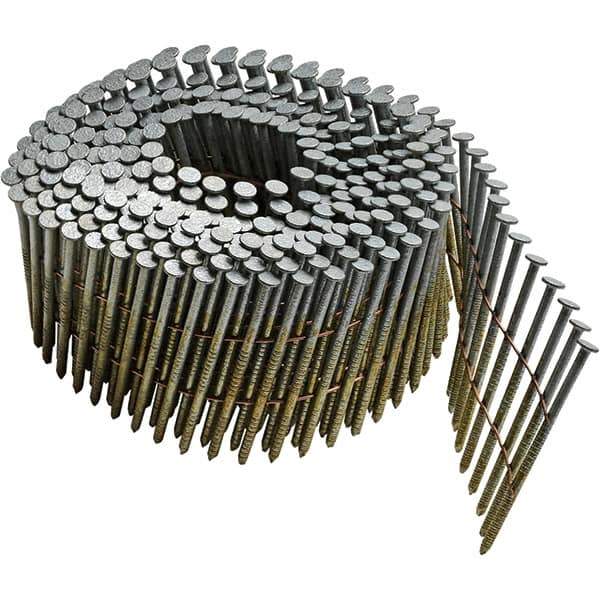 DeWALT - 13 Gauge 2" Long Siding Nails for Power Nailers - Steel, Galvanized Finish, Ring Shank, Coil Collation, Round Head, Blunt Diamond Point - Apex Tool & Supply