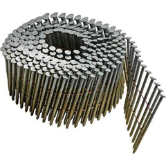 DeWALT - 13 Gauge 2" Long Siding Nails for Power Nailers - Steel, Galvanized Finish, Ring Shank, Coil Collation, Round Head, Blunt Diamond Point - Apex Tool & Supply