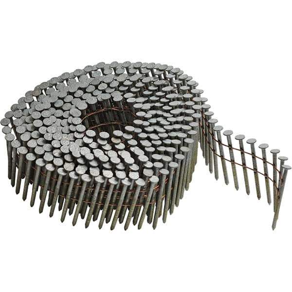 DeWALT - 14 Gauge 1-1/2" Long Siding Nails for Power Nailers - Steel, Galvanized Finish, Ring Shank, Coil Collation, Round Head, Blunt Diamond Point - Apex Tool & Supply