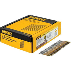 DeWALT - 12 Gauge 2.38" Long Framing Nails for Power Nailers - Steel, Galvanized Finish, Ring Shank, Angled Stick Collation, Round Head - Apex Tool & Supply