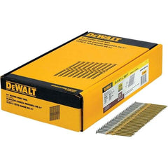 DeWALT - 9 Gauge 3-1/4" Long Framing Nails for Power Nailers - Steel, Galvanized Finish, Smooth Shank, Angled Stick Collation, Round Head - Apex Tool & Supply