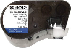 Brady - 1-1/2" Wide, Black & White Vinyl Labels - For BMP51 Label Printer, BMP53 Label Printer - Apex Tool & Supply